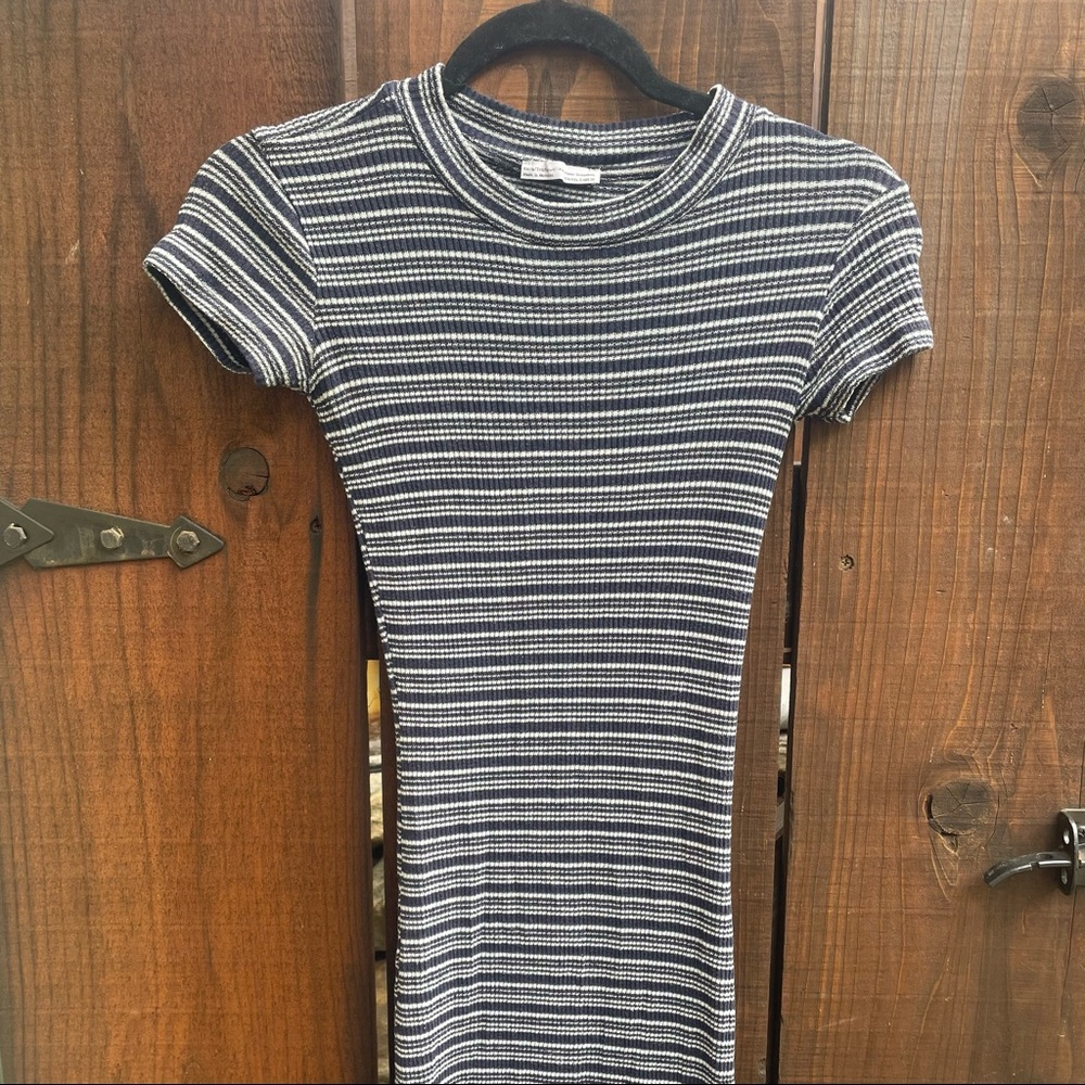Zara Navy Stripe Knit Midi Dress